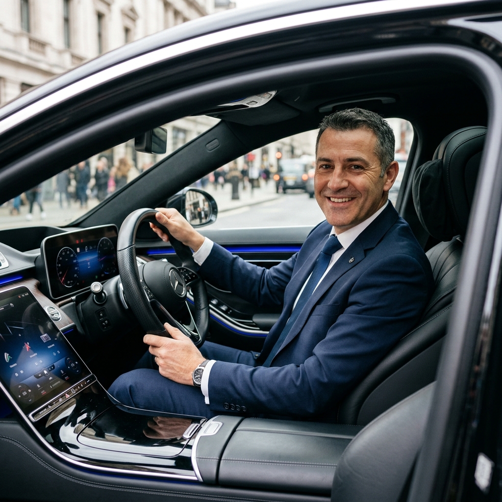 Driver smiling